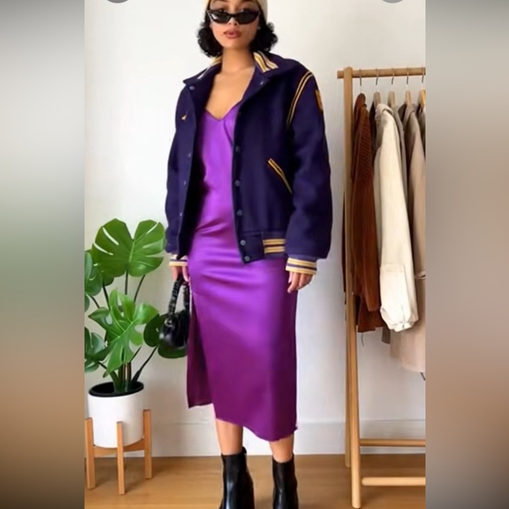 Vintage purple and gold wool Varsity Jacket, women’s medium